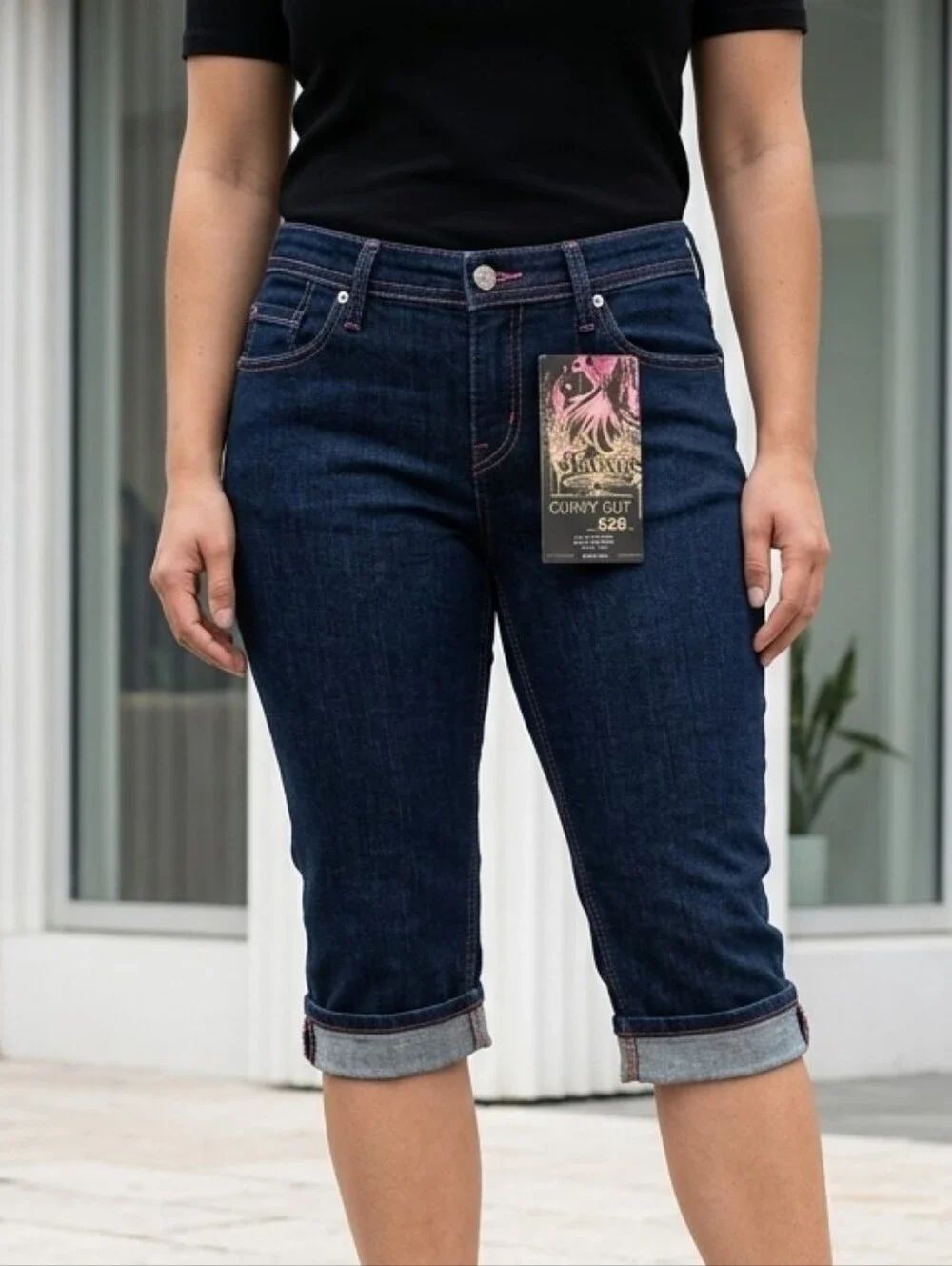 Levi's 528 Curvy Cut NWT Low Rise Stretch 14" Long Bermuda Denim Shorts Size 7